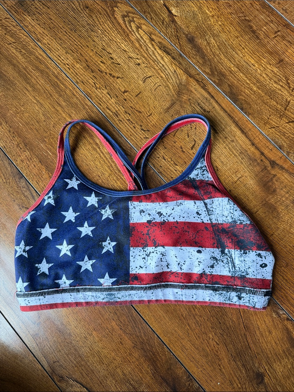 Born Primitive Patriotic Flag Print Sports Bra - Red, White, Blue
